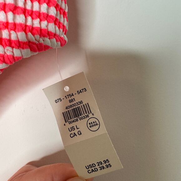 NWT Aerie Bikini Bottom Crinkle Stripe High cut Cheeky L - Picture 5 of 7